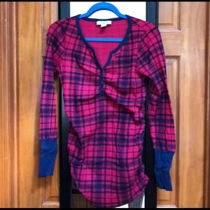 Motherhood maternity plaid shirt